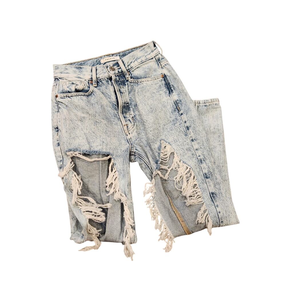 Pacsun‎ Jeans Womens Size 24 Ultra High Rise Slim Denim Button Fly Light Wash